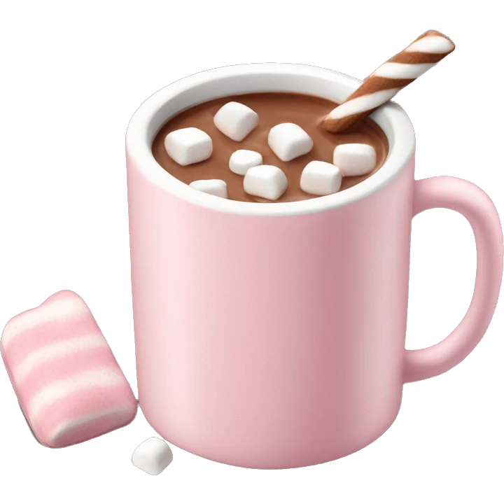 Light Pink mug of hot chocolate with marshmallows  emoji