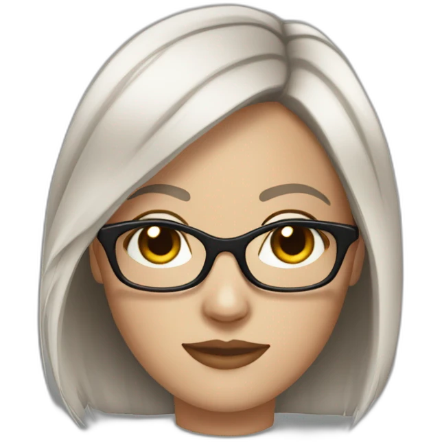 White girl with glasses straight brune mid-short hair emoji