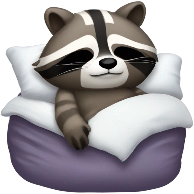 raccoon cozy in bed emoji