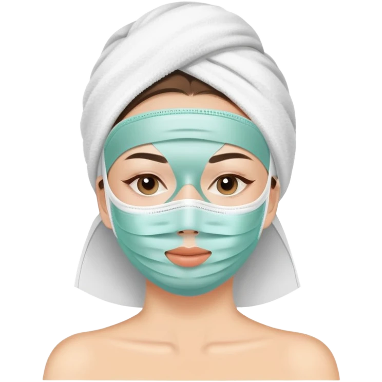 Lady with face mask spa beauty full face relaxing emoji