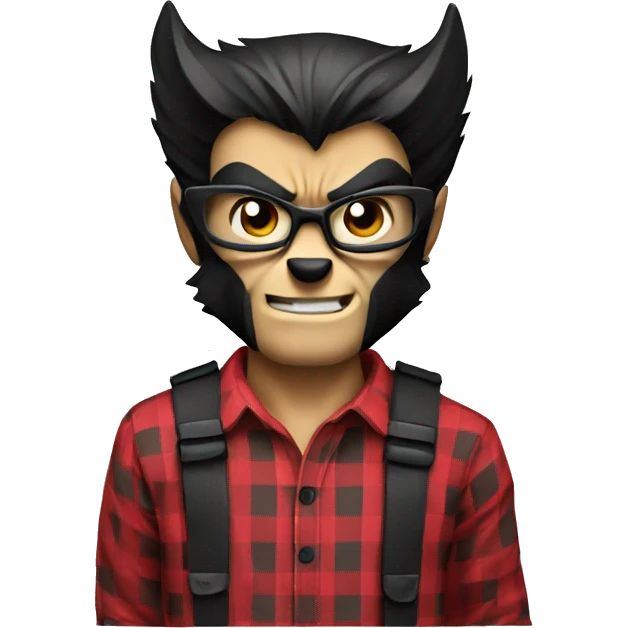 wolverine in a checkered red and black shirt emoji