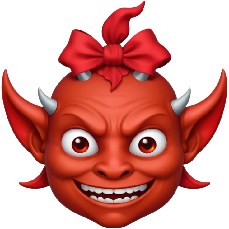 Funny smirking devil with bow on head  emoji