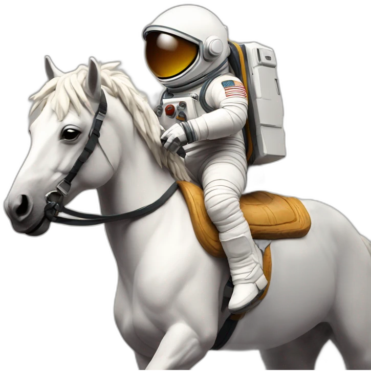 Astronaut with helmet shut riding a wild horse emoji