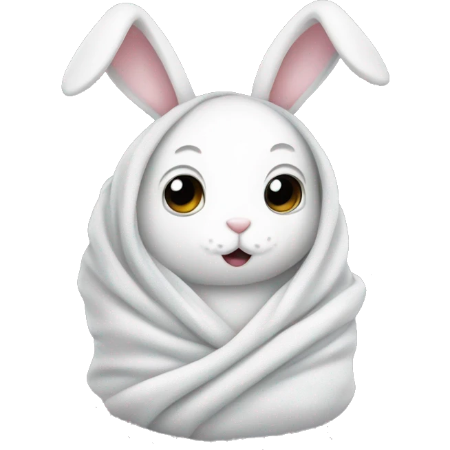 White bunny wrapped in a blanket emoji