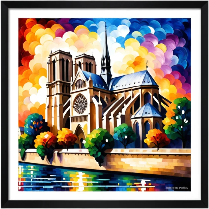Notre Dame scene in afremov style emoji