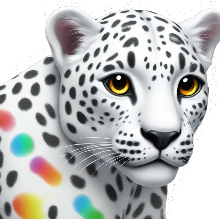 White leopard with rainbow print    emoji