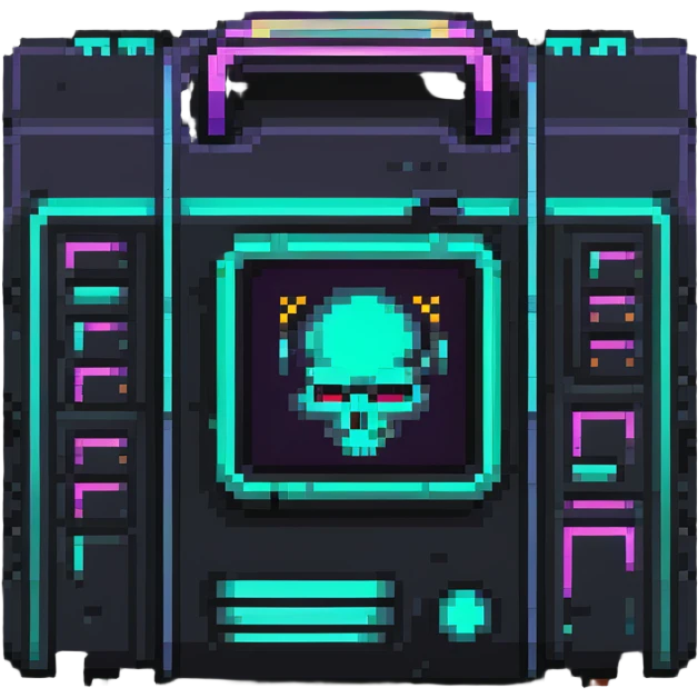 32x32 cyberpunk folder icon with neon glow, retro computer style emoji