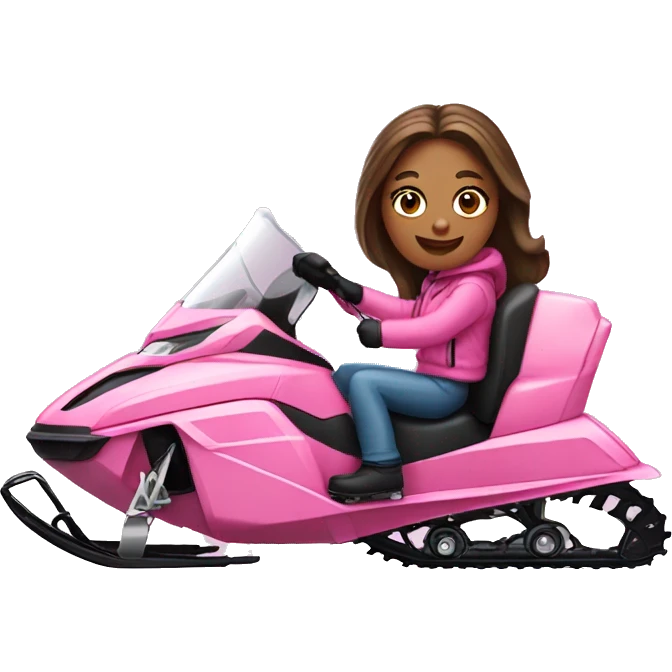 Girl sitting on a pink snowmobile emoji