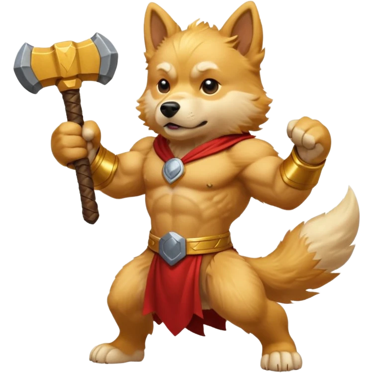 dog thor has mjolnir. dynamic pose emoji