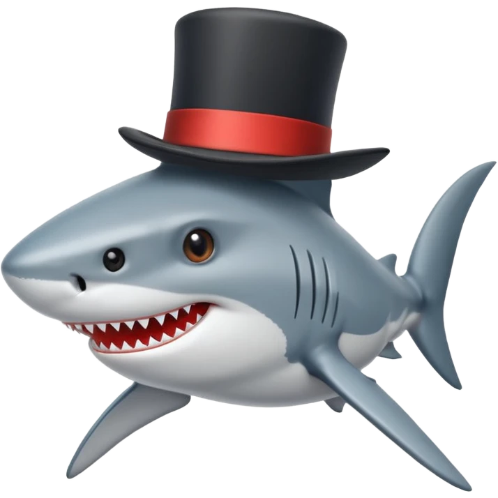 Shark with a top hat emoji
