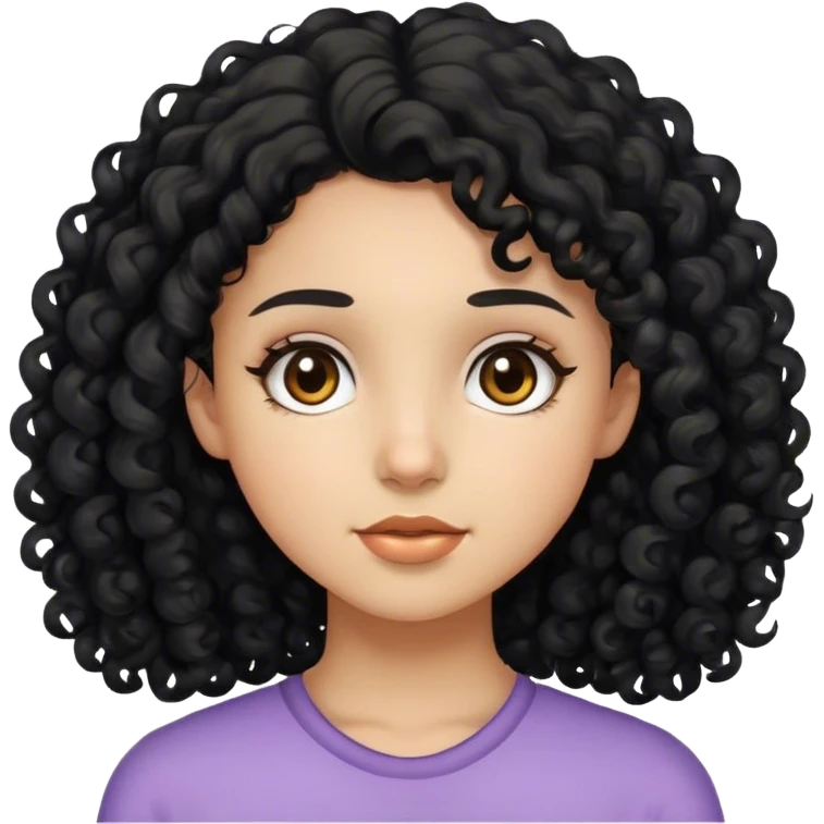 Girl with black curly hair and brown eyes emoji