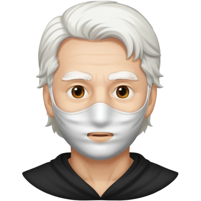white haired man with half white mask, mask covers right side emoji