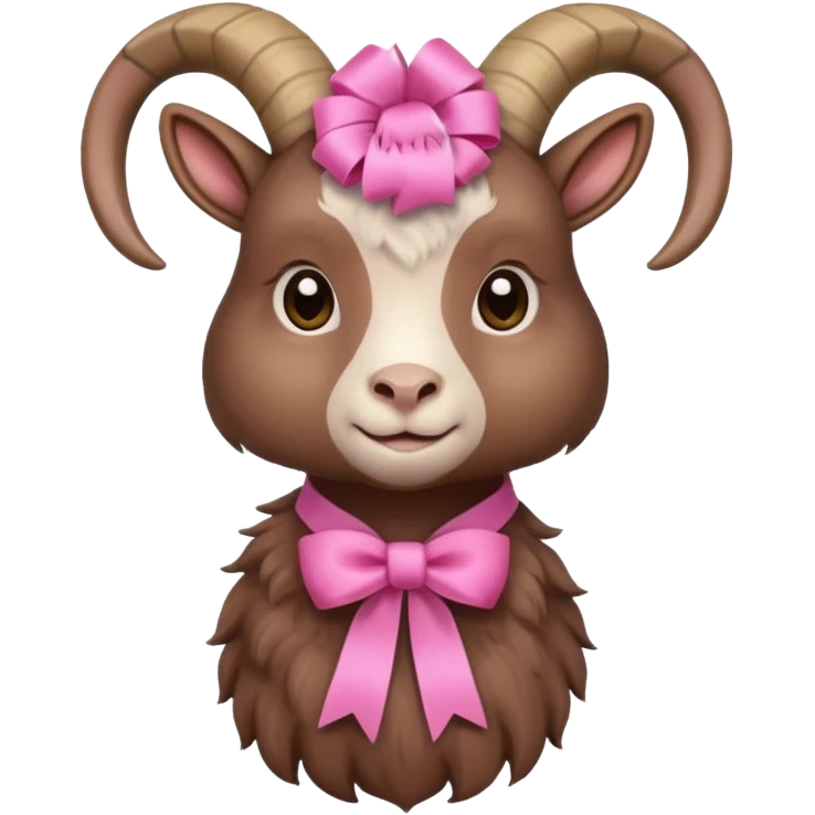 brown goat with pink ribbon pookie emoji