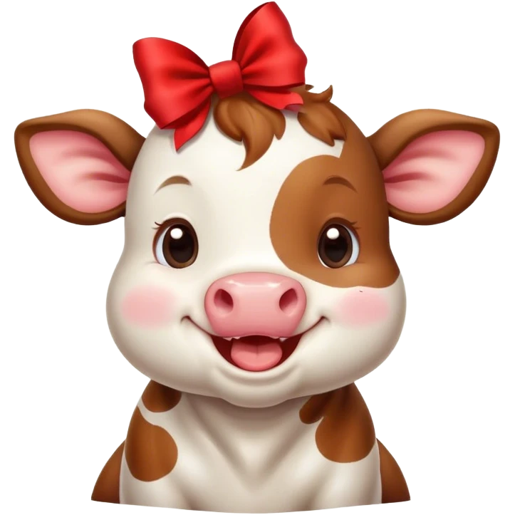 cute baby cow with bow laughing  emoji