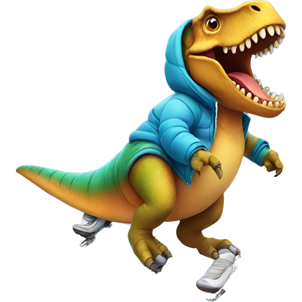 Dinosaur on a snowboard  emoji