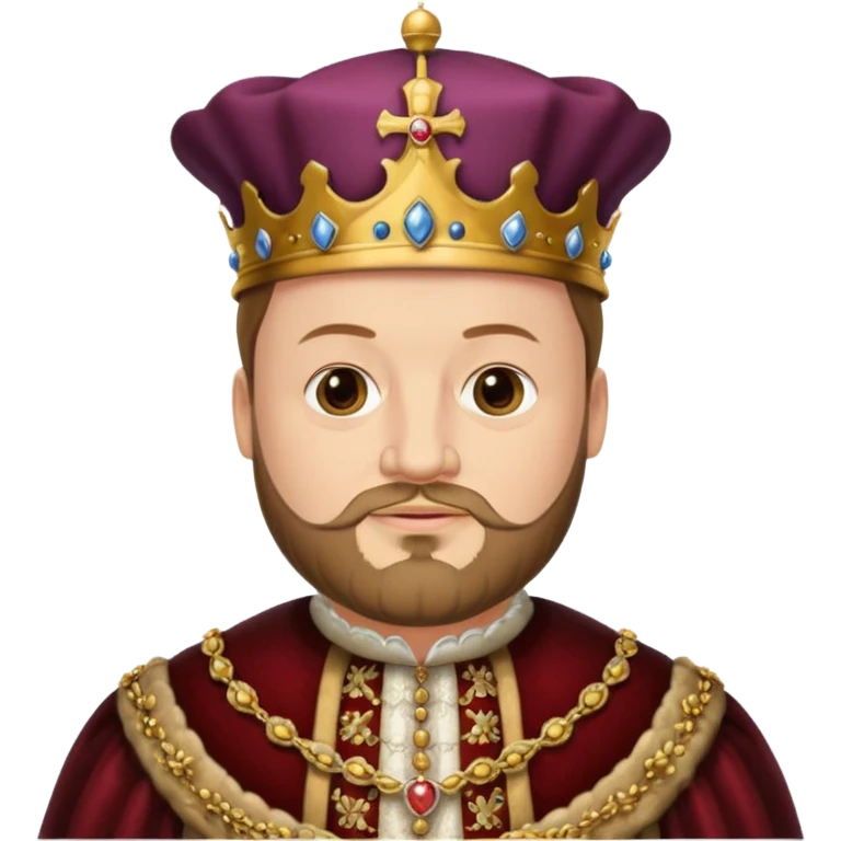 Henry VIII as an emoji, iconic Tudor king with beard, hat, and ornate clothing emoji
