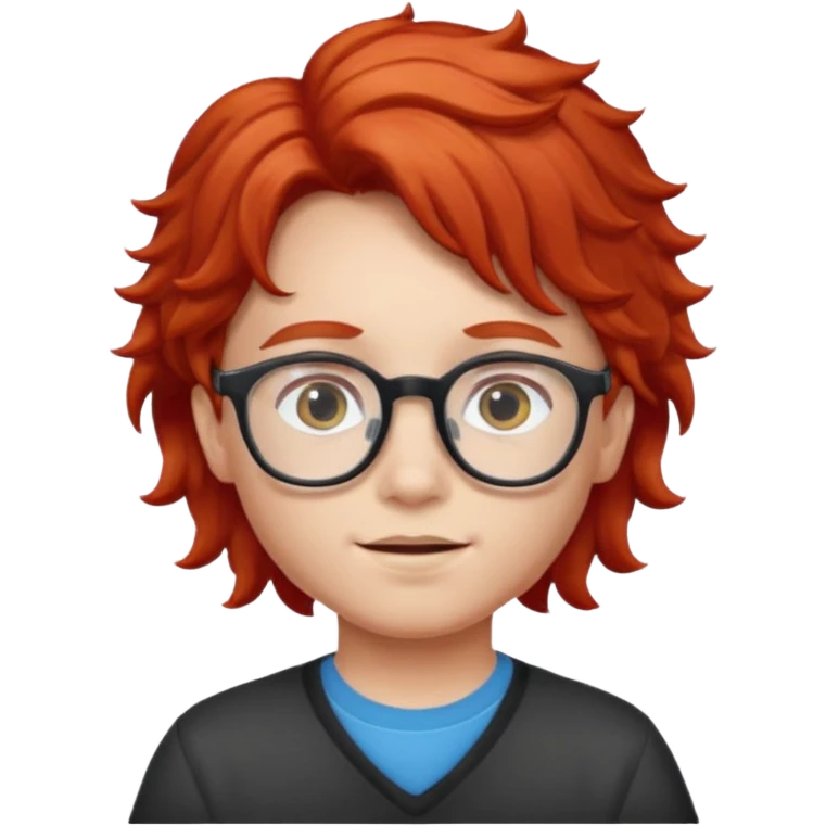 red wavy haired kid with glasses emoji