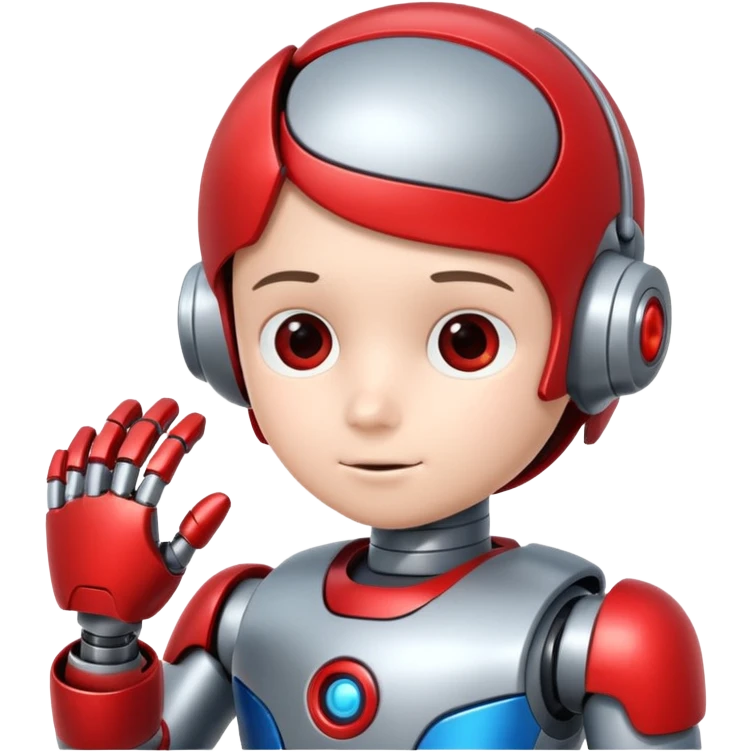 the kid play with him robot emoji