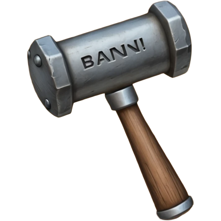 Hammer With Big Words Saying "ban" emoji