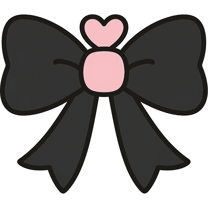 gothic bow, black and pink colors emoji
