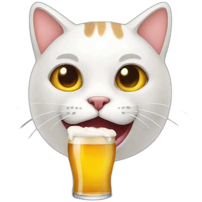 A cat who drinks a beer emoji