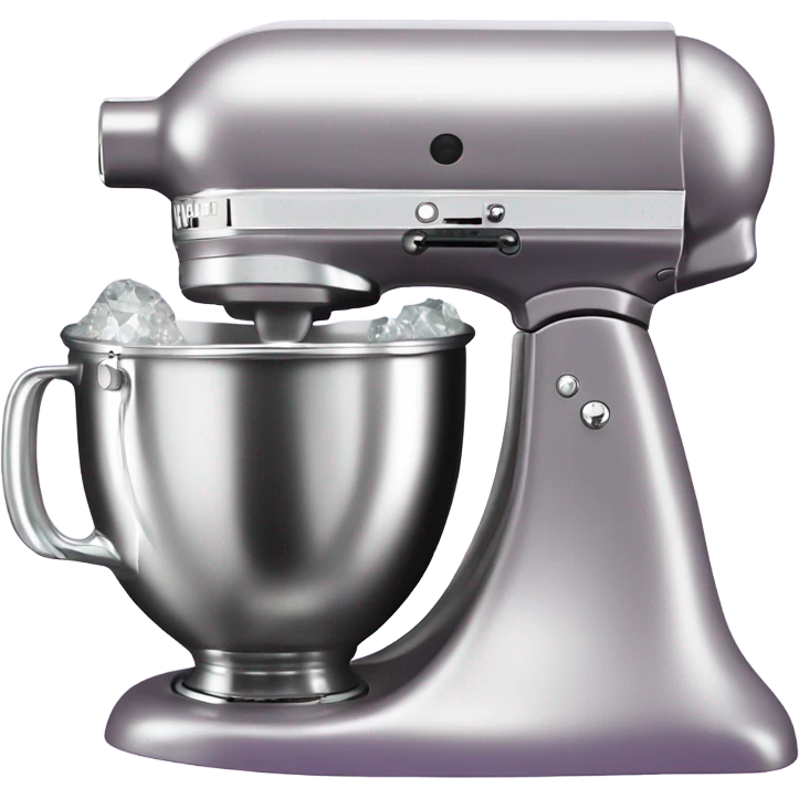 Realistic silver and light purple  kitchenaid mixer decorated with white shiny sparkly diamonds. emoji