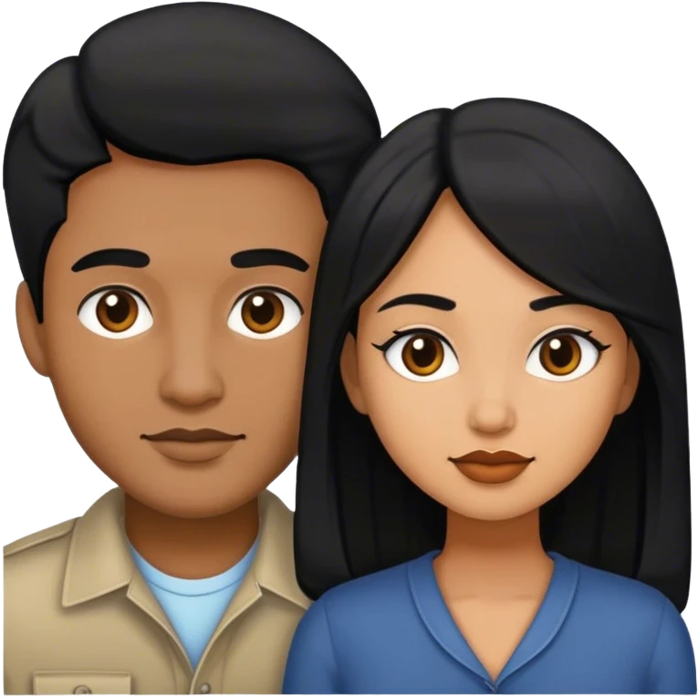Couple with medium shade skin and black hair emoji
