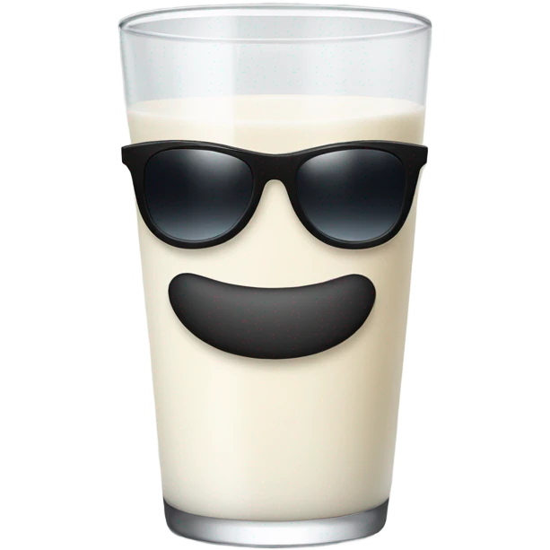 Glass of milk with sunglasses emoji