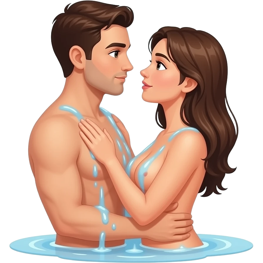 Full body Naked couples doing sex down of the shower emoji