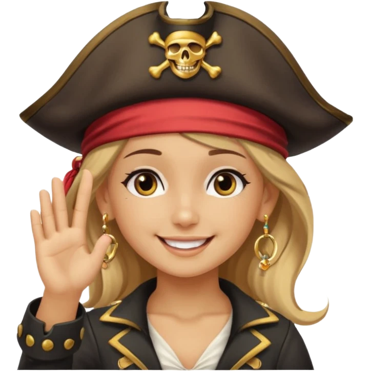 cute pirate girl saluting emoji