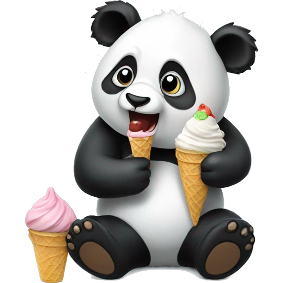 Panda eating ice cream emoji