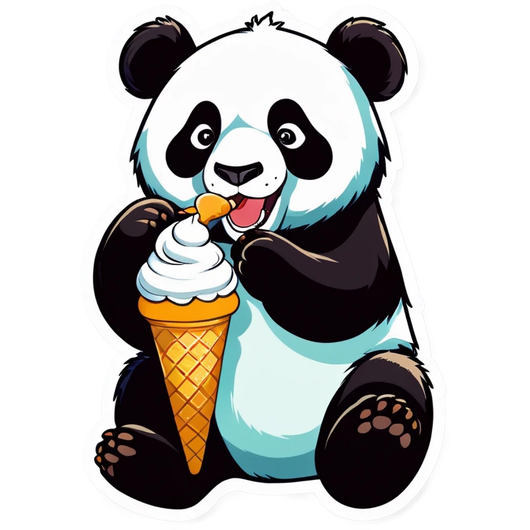 Panda eating ice cream emoji