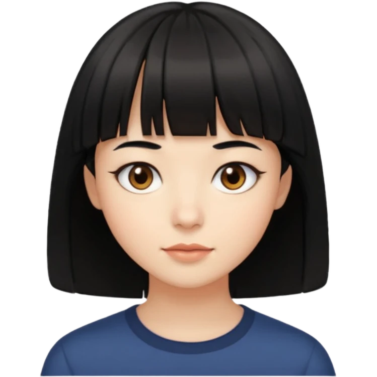Siyah saçlı Açık tenli kısa orta saçlı kahküllü açık kahve göz emoji