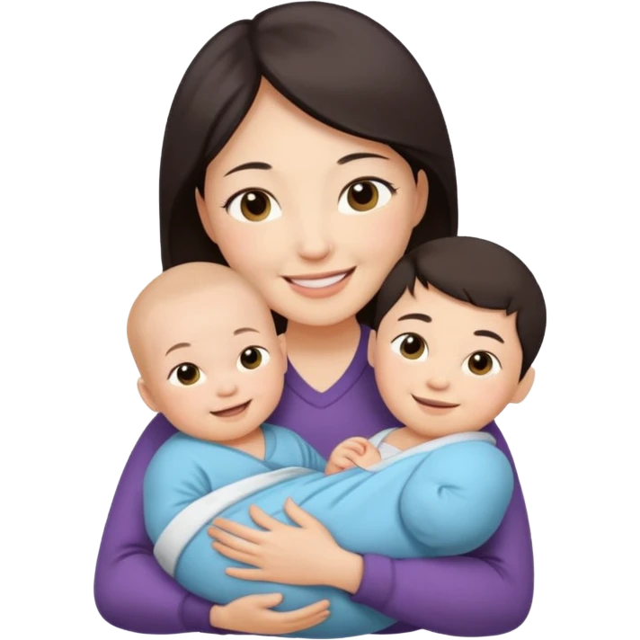 Chinese mom with newborn boy emoji