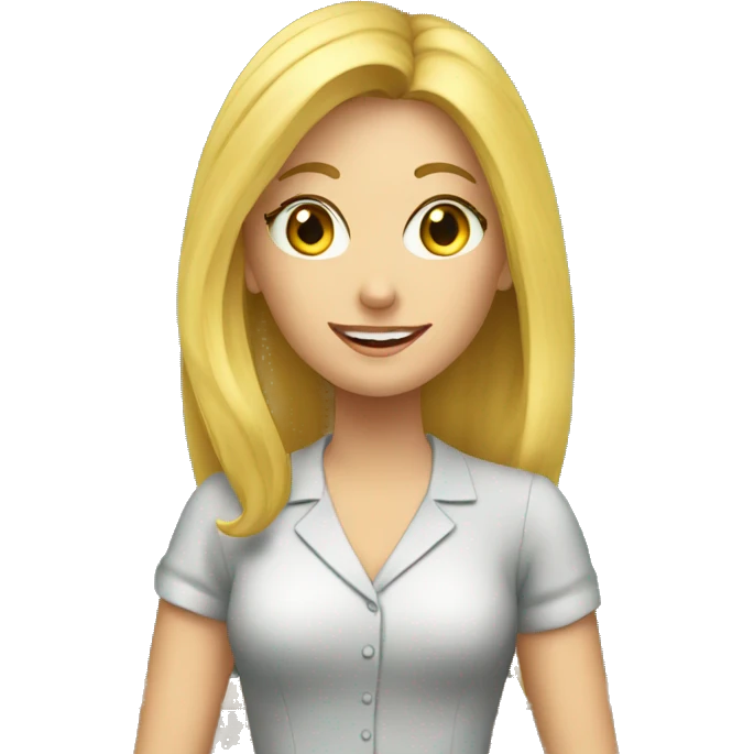 the teacher is a young blonde woman near the blackboard emoji