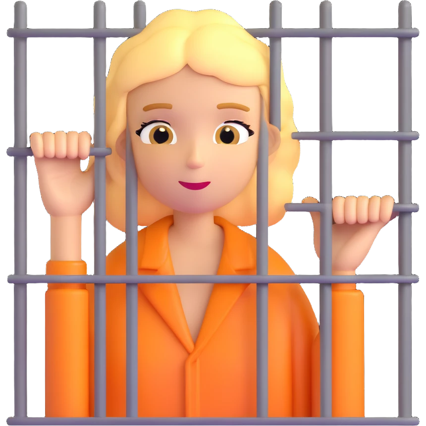 golden girl character behind jail bars emoji