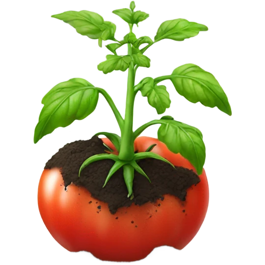 one tomato plant growing from soil  emoji