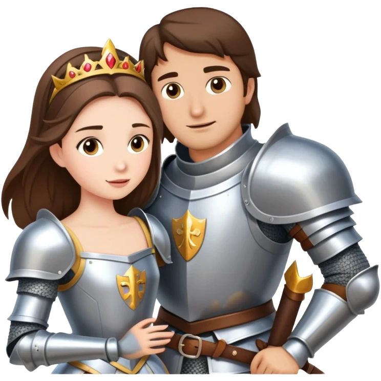 Knight in shining armor saves brunette Princess emoji