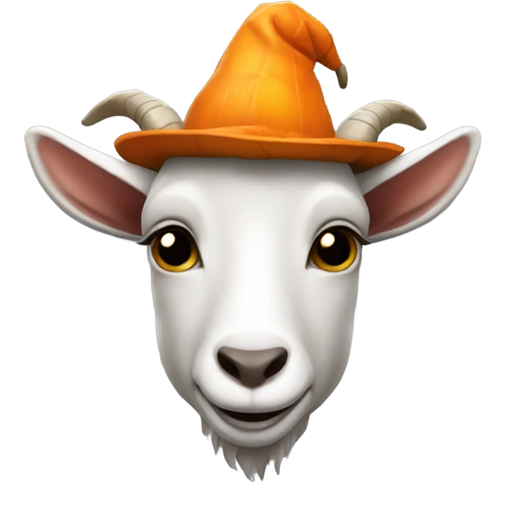 Goat with a pumpkin hat emoji
