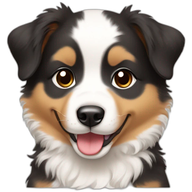 Asian baby on australian shepherd dog emoji