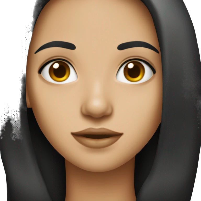 Girl with long black hair slim jawline  emoji