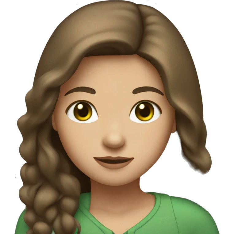 Girl with long statiger Brown hair abit tan and green eyes emoji