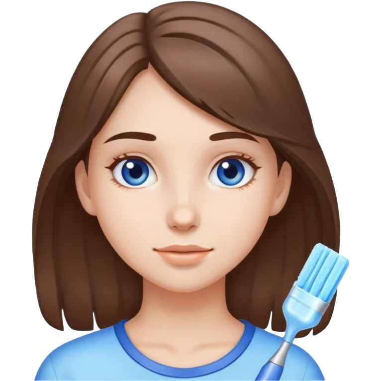 Light brunette girl in a blue light scrub  emoji