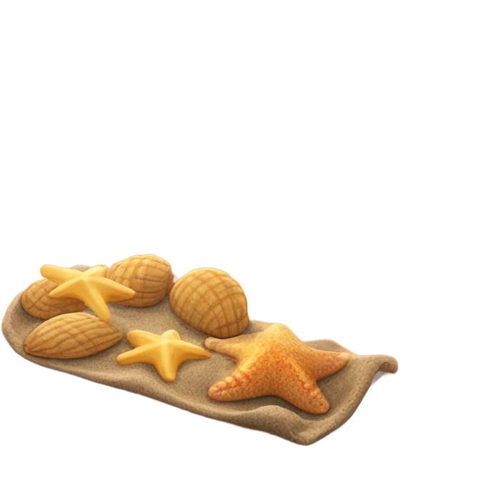 Playa, atardecer playero, arena, conchas de mar,  emoji