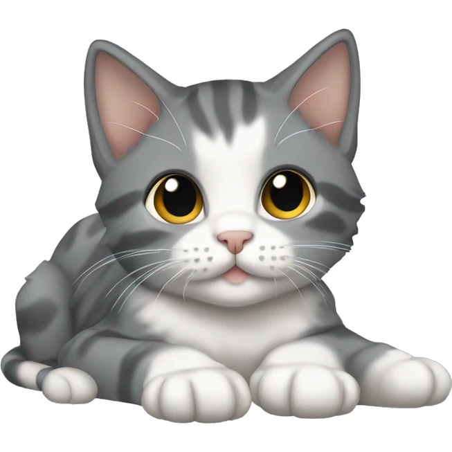 Grey Diluted calico kitten laying down emoji