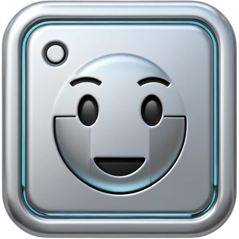 A futuristic microchip emoji made of polished silver chrome, minimal circuit details, smooth metallic surface, soft lighting, iOS emoji style, centered, clean white background emoji