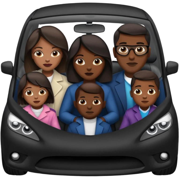 A fam of 7 mom dad big bro big sis middle sis and 2 baby we r black skin coulor and we r fine and baddies in a car emoji