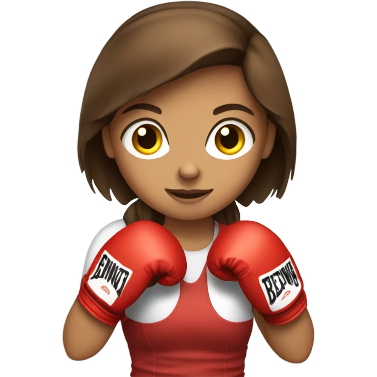 Brown hair girl with boxing gloves emoji
