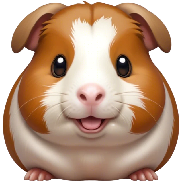 Cinematic Comical Brown and White Banded Guinea Pig Portrait Emoji, Head tilted dramatically with an exaggeratedly amused expression, featuring a striking coat with bold brown and white banding, wide, expressive dark eyes filled with playful disbelief, Simplified yet hilariously expressive features, highly detailed, glowing with a slightly sassy glow, high shine, dramatic yet playful, stylized with an air of cheeky mischief, bright and endearing, soft glowing outline, capturing the essence of a spirited and over-the-top guinea pig, so meme-worthy it feels like it could side-eye its way into internet fame instantly! emoji