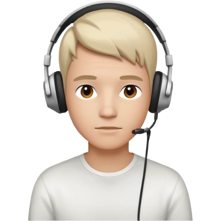 a person wearing headphone, having styleish haircut & wearing shirt of white colour emoji